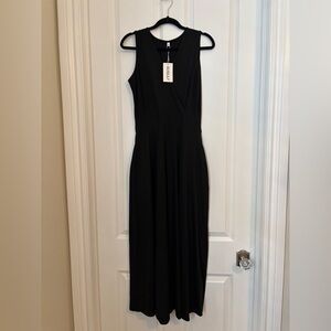 Auselily - Blk Sleeveless Maxi Dress w/ V-Neck. Pockets, Poly Blend Size M NWT